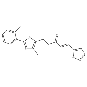 (E)-3-(furan-2-yl)-N-((4-methyl-2-(o-tolyl)thiazol-5-yl)methyl)acrylamide结构式