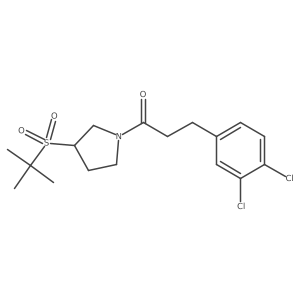 1-(3-(Tert-butylsulfonyl)pyrrolidin-1-yl)-3-(3,4-dichlorophenyl)propan-1-one Structure