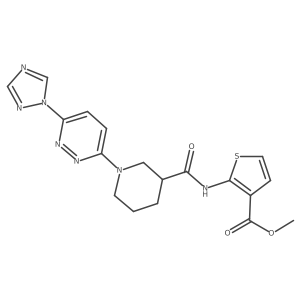 methyl 2-(1-(6-(1H-1,2,4-triazol-1-yl)pyridazin-3-yl)piperidine-3-carboxamido)thiophene-3-carboxylate Structure