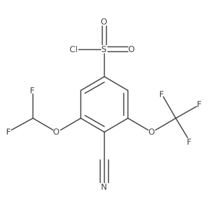 4-Cyano-3-(difluoromethoxy)-5-(trifluoromethoxy)benzene-1-sulfonyl chloride Structure