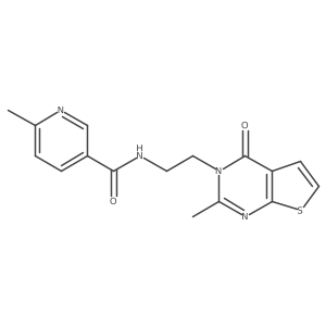 6-methyl-N-(2-(2-methyl-4-oxothieno[2,3-d]pyrimidin-3(4H)-yl)ethyl)nicotinamide结构式
