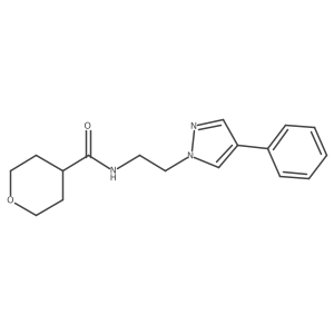 N-(2-(4-phenyl-1H-pyrazol-1-yl)ethyl)tetrahydro-2H-pyran-4-carboxamide结构式