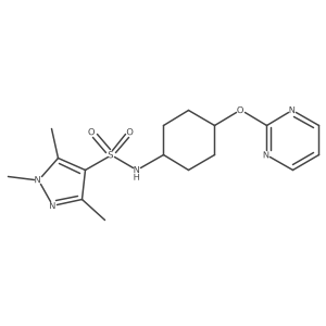 1,3,5-trimethyl-N-((1r,4r)-4-(pyrimidin-2-yloxy)cyclohexyl)-1H-pyrazole-4-sulfonamide Structure
