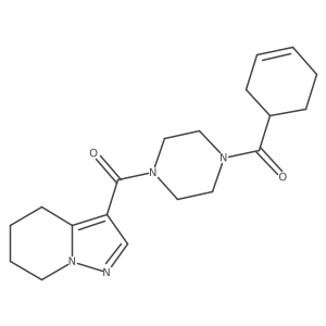 Cyclohex-3-en-1-yl(4-(4,5,6,7-tetrahydropyrazolo[1,5-a]pyridine-3-carbonyl)piperazin-1-yl)methanone结构式
