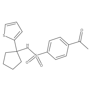 4-acetyl-N-(1-(thiophen-2-yl)cyclopentyl)benzenesulfonamide结构式