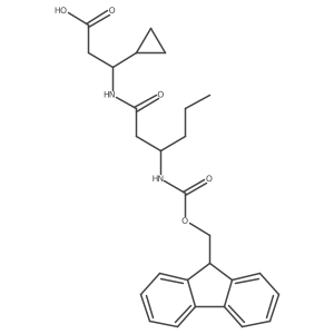 3-cyclopropyl-3-[(3R)-3-({[(9H-fluoren-9-yl)methoxy]carbonyl}amino)hexanamido]propanoic acid结构式