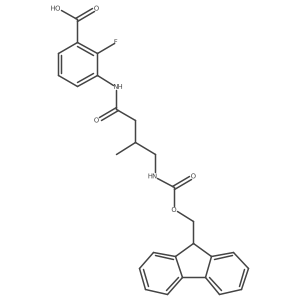 3-[4-({[(9H-fluoren-9-yl)methoxy]carbonyl}amino)-3-methylbutanamido]-2-fluorobenzoic acid结构式