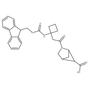 2-{2-[1-({[(9H-fluoren-9-yl)methoxy]carbonyl}amino)cyclobutyl]acetyl}-2-azabicyclo[2.1.1]hexane-5-carboxylic acid结构式