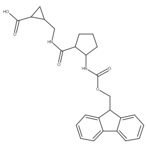 rac-(1R,2S)-2-({[2-({[(9H-fluoren-9-yl)methoxy]carbonyl}amino)cyclopentyl]formamido}methyl)cyclopropane-1-carboxylic acid Structure