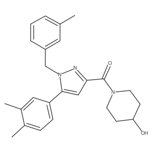 (5-(3,4-Dimethylphenyl)-1-(3-methylbenzyl)-1H-pyrazol-3-yl)(4-hydroxypiperidin-1-yl)methanone结构式