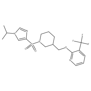 2-[(1-{[1-(propan-2-yl)-1H-imidazol-4-yl]sulfonyl}piperidin-3-yl)methoxy]-3-(trifluoromethyl)pyridine结构式