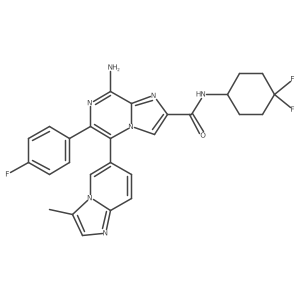 8-amino-N-(4,4-difluorocyclohexyl)-6-(4-fluorophenyl)-5-(3-methylimidazo[1,2-a]pyridin-6-yl)imidazo[1,2-a]pyrazine-2-carboxamide Structure