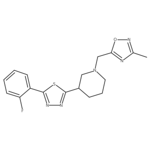 3-[5-(2-Fluorophenyl)-1,3,4-thiadiazol-2-yl]-1-[(3-methyl-1,2,4-oxadiazol-5-yl)methyl]piperidine结构式