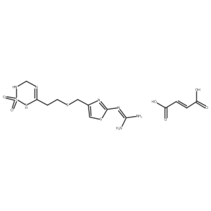 [4-[[[2-(3,4-dihydro-1,1-dioxido-2H-1,2,4,6-thiatriazin-3-yl)ethyl]thio]methyl]-2-thiazolyl]guanidine Maleate; 2-(4-(((2-(1,1-Dioxido-3,4-dihydro-2H-1,2,4,6-thiatriazin-5-yl)ethyl)sulfanyl)methyl)-1,3-thiazol-2-yl)guanidine maleate; Famotidine Impurity C1 as Maleate; Famotidine Formaldehyde Adduct Maleate结构式