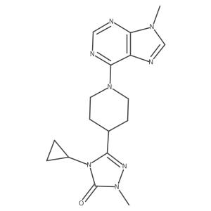 4-cyclopropyl-1-methyl-3-[1-(9-methyl-9H-purin-6-yl)piperidin-4-yl]-4,5-dihydro-1H-1,2,4-triazol-5-one结构式