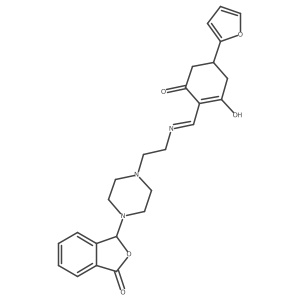 5-(2-Furyl)-2-[({2-[4-(3-oxo-1,3-dihydro-2-benzofuran-1-yl)piperazin-1-yl]ethyl}amino)methylene]cyclohexane-1,3-dione Structure