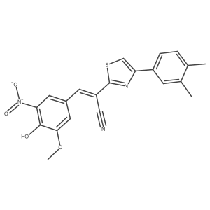 (E)-2-(4-(3,4-dimethylphenyl)thiazol-2-yl)-3-(4-hydroxy-3-methoxy-5-nitrophenyl)acrylonitrile结构式