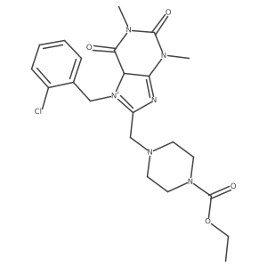 ethyl 4-[[7-[(2-chlorophenyl)methyl]-1,3-dimethyl-2,6-dioxo-5H-purin-7-ium-8-yl]methyl]piperazine-1-carboxylate Structure