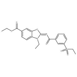 (E)-ethyl 3-ethyl-2-((3-(ethylsulfonyl)benzoyl)imino)-2,3-dihydrobenzo[d]thiazole-6-carboxylate Structure