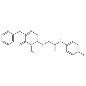 2-[(4-amino-6-benzyl-5-oxo-4,5-dihydro-1,2,4-triazin-3-yl)sulfanyl]-N-(4-fluorophenyl)acetamide Structure