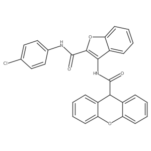 N-(2-((4-chlorophenyl)carbamoyl)benzofuran-3-yl)-9H-xanthene-9-carboxamide结构式