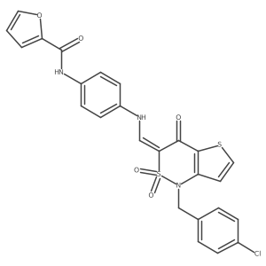 (Z)-N-(4-(((1-(4-chlorobenzyl)-2,2-dioxido-4-oxo-1H-thieno[3,2-c][1,2]thiazin-3(4H)-ylidene)methyl)amino)phenyl)furan-2-carboxamide结构式