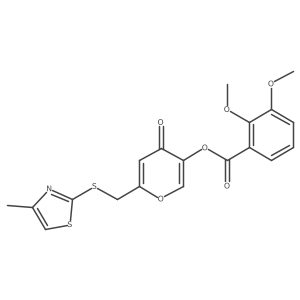 6-(((4-methylthiazol-2-yl)thio)methyl)-4-oxo-4H-pyran-3-yl 2,3-dimethoxybenzoate结构式