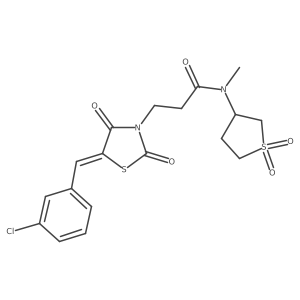 3-[(5Z)-5-(3-chlorobenzylidene)-2,4-dioxo-1,3-thiazolidin-3-yl]-N-(1,1-dioxidotetrahydrothiophen-3-yl)-N-methylpropanamide Structure