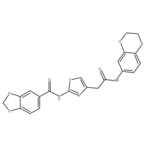 N-(4-(2-((2,3-dihydrobenzo[b][1,4]dioxin-6-yl)amino)-2-oxoethyl)thiazol-2-yl)benzo[d][1,3]dioxole-5-carboxamide Structure