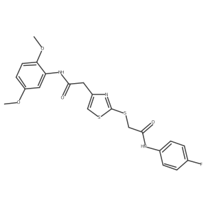 N-(2,5-dimethoxyphenyl)-2-(2-((2-((4-fluorophenyl)amino)-2-oxoethyl)thio)thiazol-4-yl)acetamide结构式