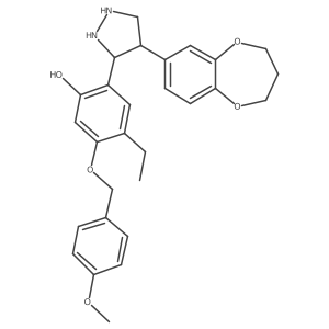 2-[4-(3,4-dihydro-2H-1,5-benzodioxepin-7-yl)pyrazolidin-3-yl]-4-ethyl-5-[(4-methoxyphenyl)methoxy]phenol结构式
