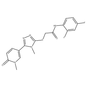 N-(2,4-difluorophenyl)-2-{[4-methyl-5-(1-methyl-6-oxo-1,6-dihydropyridin-3-yl)-4H-1,2,4-triazol-3-yl]sulfanyl}acetamide结构式