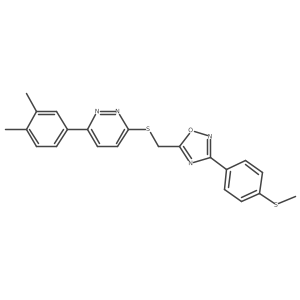 3-(3,4-Dimethylphenyl)-6-[({3-[4-(methylsulfanyl)phenyl]-1,2,4-oxadiazol-5-yl}methyl)sulfanyl]pyridazine结构式