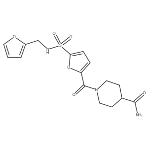 1-(5-(N-(furan-2-ylmethyl)sulfamoyl)furan-2-carbonyl)piperidine-4-carboxamide结构式