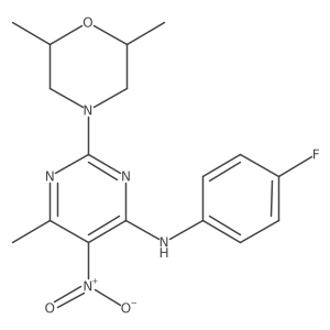 2-(2,6-dimethylmorpholin-4-yl)-N-(4-fluorophenyl)-6-methyl-5-nitropyrimidin-4-amine结构式