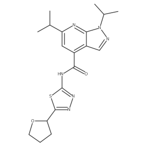 1,6-di(propan-2-yl)-N-[(2E)-5-(tetrahydrofuran-2-yl)-1,3,4-thiadiazol-2(3H)-ylidene]-1H-pyrazolo[3,4-b]pyridine-4-carboxamide Structure