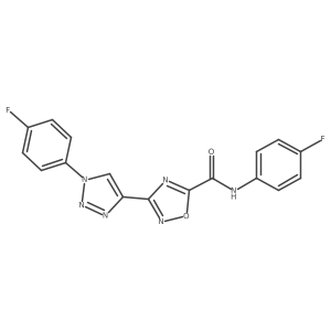 N-(4-fluorophenyl)-3-[1-(4-fluorophenyl)-1H-1,2,3-triazol-4-yl]-1,2,4-oxadiazole-5-carboxamide结构式