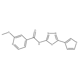 2-(methylsulfanyl)-N-[5-(thiophen-3-yl)-1,3,4-thiadiazol-2-yl]pyridine-4-carboxamide结构式