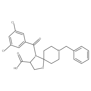 8-Benzyl-4-(3,5-dichlorobenzoyl)-1-oxa-4,8-diazaspiro[4.5]decane-3-carboxylic acid结构式