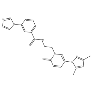 N-(2-(3-(3,5-dimethyl-1H-pyrazol-1-yl)-6-oxopyridazin-1(6H)-yl)ethyl)-3-(1H-tetrazol-1-yl)benzamide结构式