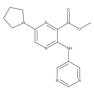 Methyl 3-(5-pyrimidinylamino)-6-(1-pyrrolidinyl)-2-pyrazinecarboxylate结构式