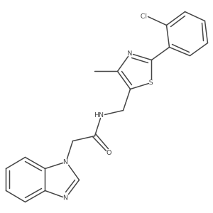 2-(1H-benzo[d]imidazol-1-yl)-N-((2-(2-chlorophenyl)-4-methylthiazol-5-yl)methyl)acetamide结构式