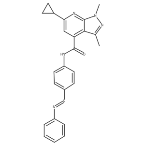 1H-Pyrazolo[3,4-b]pyridine-4-carboxamide, 6-cyclopropyl-1,3-dimethyl-N-[4-(2-phenyldiazenyl)phenyl]-结构式