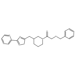 2-(Benzylthio)-1-(3-((3-(pyrazin-2-yl)-1,2,4-oxadiazol-5-yl)methyl)piperidin-1-yl)ethanone结构式