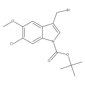 Tert-butyl 3-(bromomethyl)-6-chloro-5-methoxy-1H-indole-1-carboxylate结构式