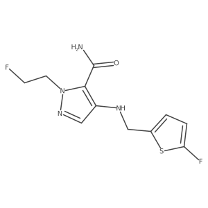 1-(2-fluoroethyl)-4-{[(5-fluorothiophen-2-yl)methyl]amino}-1H-pyrazole-5-carboxamide结构式