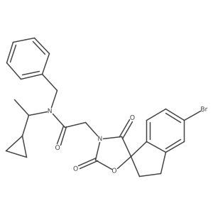 Spiro[1H-indene-1,5a(2)-oxazolidine]-3a(2)-acetamide, 5-bromo-N-[(1S)-1-cyclopropylethyl]-2,3-dihydro-2a(2),4a(2)-dioxo-N-(phenylmethyl)-, (1R)-结构式