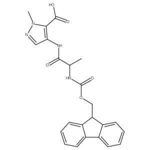4-[(2S)-2-({[(9H-fluoren-9-yl)methoxy]carbonyl}amino)propanamido]-1-methyl-1H-pyrazole-5-carboxylic acid结构式