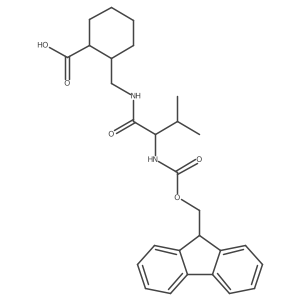 2-{[2-({[(9H-fluoren-9-yl)methoxy]carbonyl}amino)-3-methylbutanamido]methyl}cyclohexane-1-carboxylic acid结构式