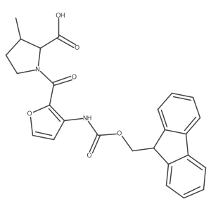1-[3-({[(9H-fluoren-9-yl)methoxy]carbonyl}amino)furan-2-carbonyl]-3-methylpyrrolidine-2-carboxylic acid Structure